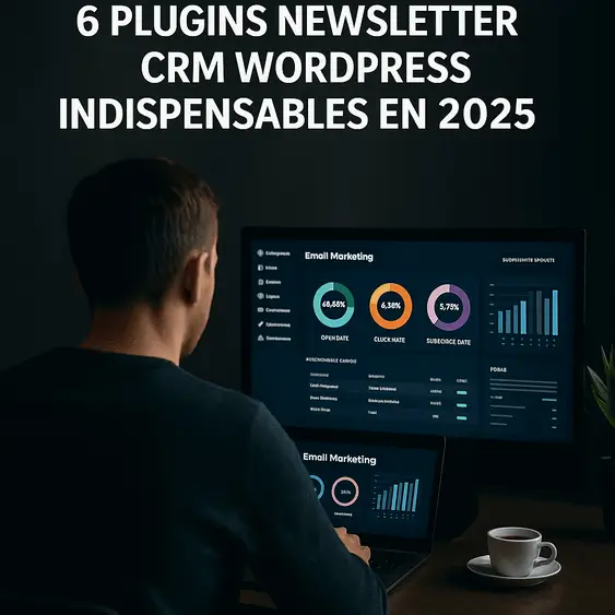 Homme de dos devant écran affichant tableau de bord email marketing WordPress