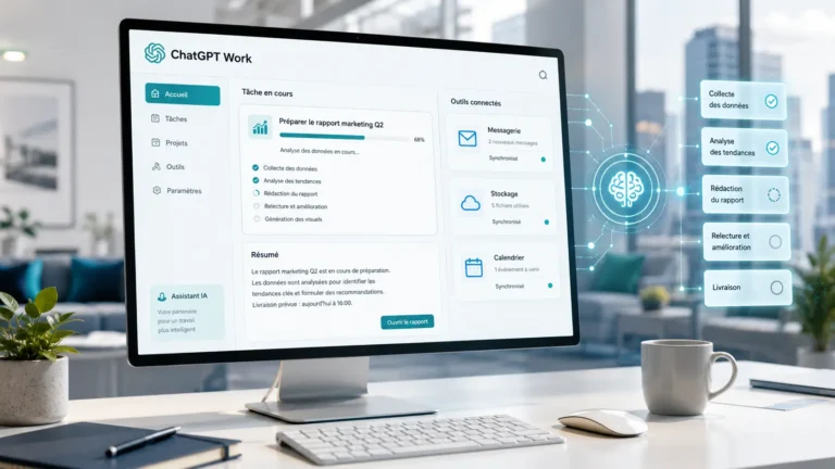 ChatGPT Work tutoriel 2026 avec agent IA connecté à des outils professionnels
