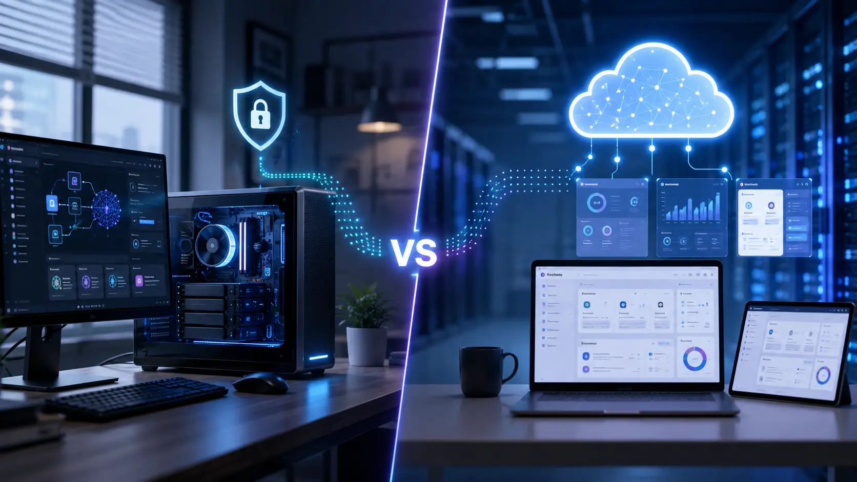 IA Open Weight comparée à un modèle IA fermé entre serveur local et cloud