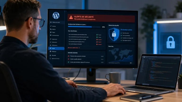 Site WordPress piraté analysé et sécurisé après une cyberattaque
