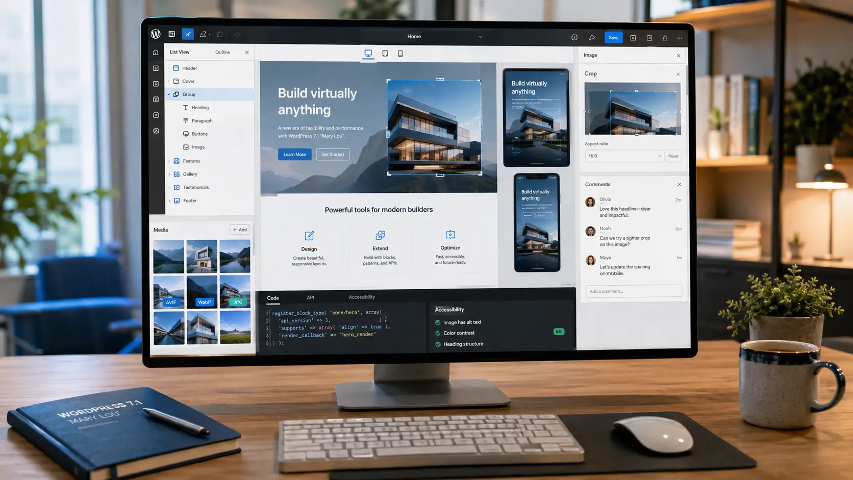 WordPress 7.1 Mary Lou avec éditeur responsive, gestion des médias et nouvelles fonctionnalités