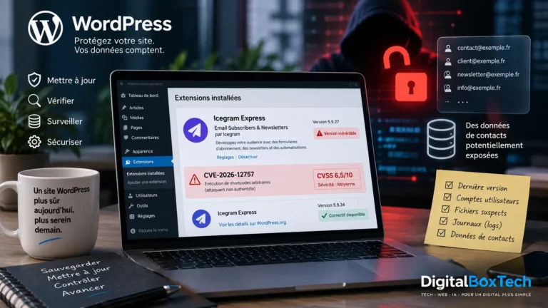 Faille Icegram Express WordPress CVE-2026-12757 et sécurité des données de contacts