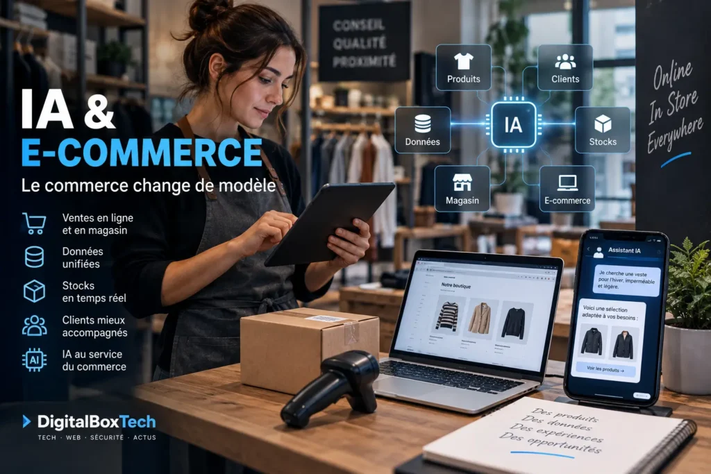 IA et e-commerce avec commerce unifié, gestion des stocks et expérience omnicanale en 2026