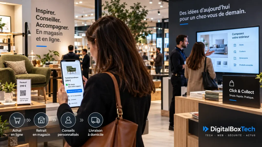 Magasin physique et e-commerce avec parcours client omnicanal et click & collect