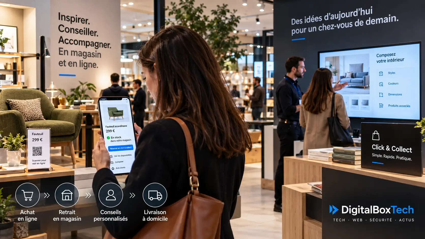 Magasin physique et e-commerce avec parcours client omnicanal et click & collect